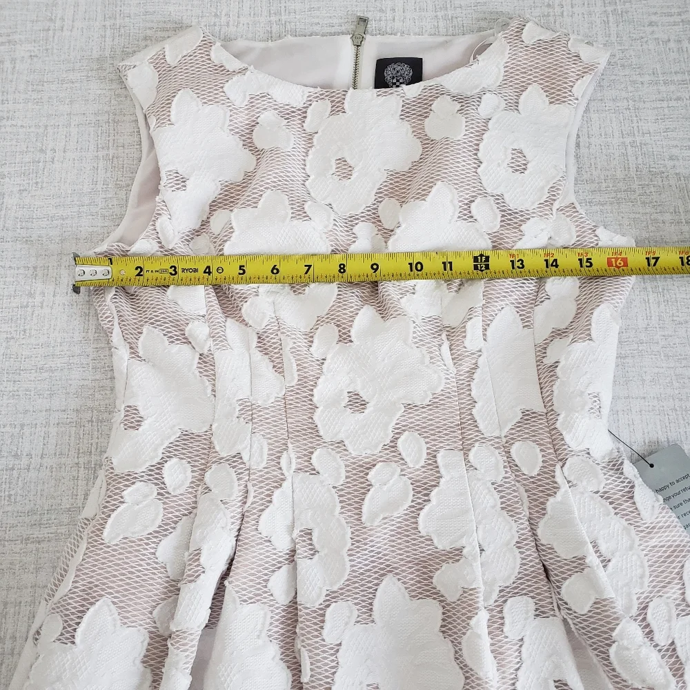 NWOT Vince Camuto Lace Floral Appliqu White A-Line Mini Dress SZ 6 Petite - Picture 8 of 11